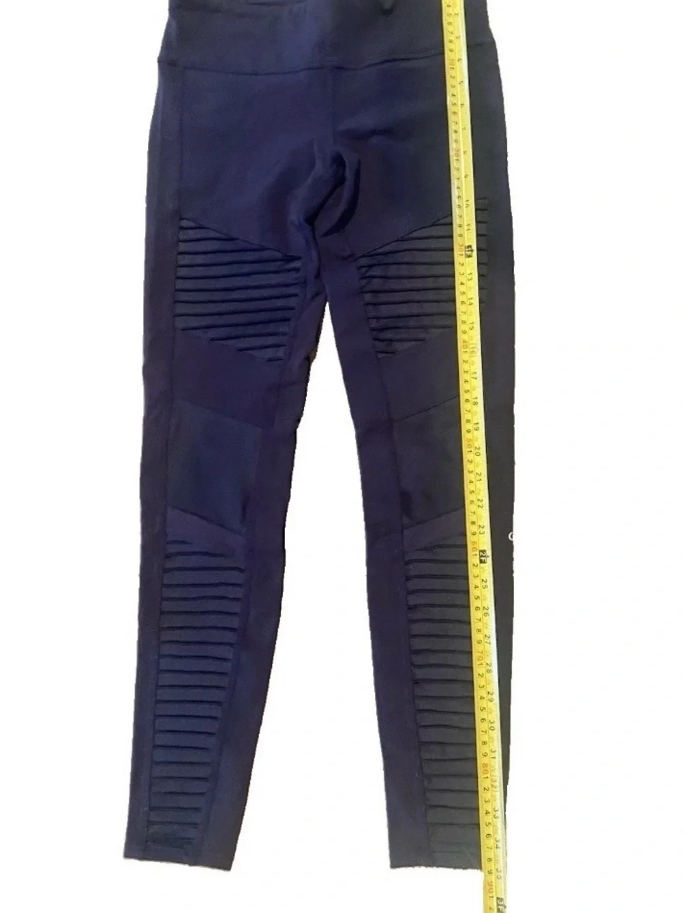 ALO Yoga High-Waist Moto Leggings Women's M Rich Navy Blue Ribbed Mesh Pant